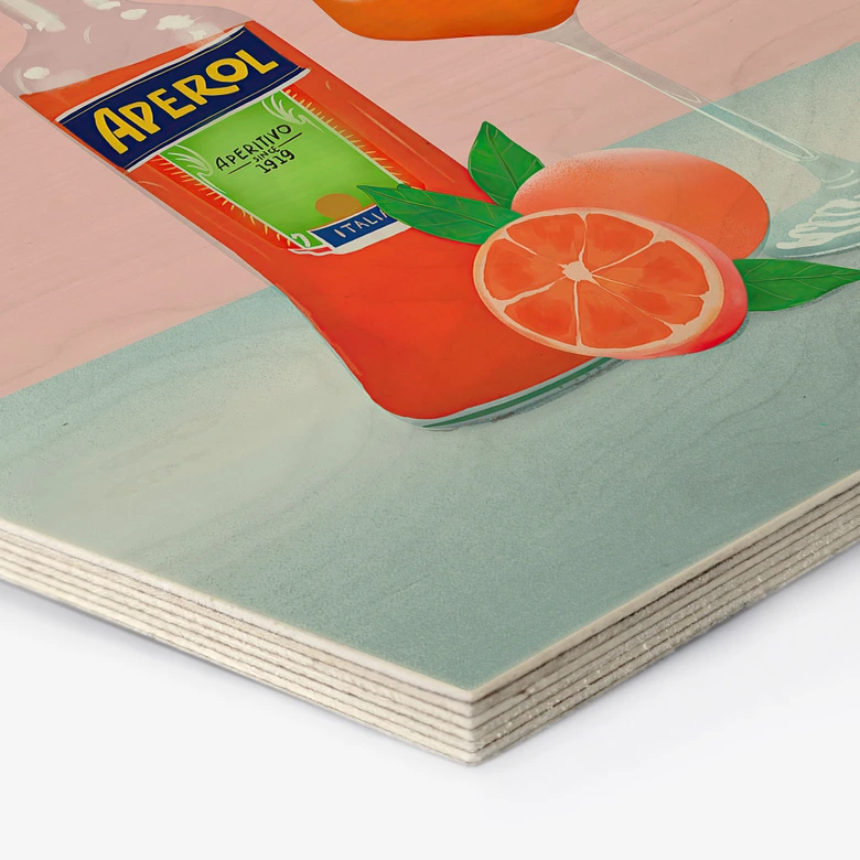 Hexagon Holzbild Aperol Spritz - Lizde 