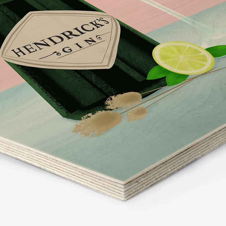 Hexagon Holzbild Gin Tonic Cocktail - Lizde 