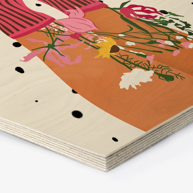 Hexagon Holzbild Sockenliebe trifft Flower Power - Mokate 