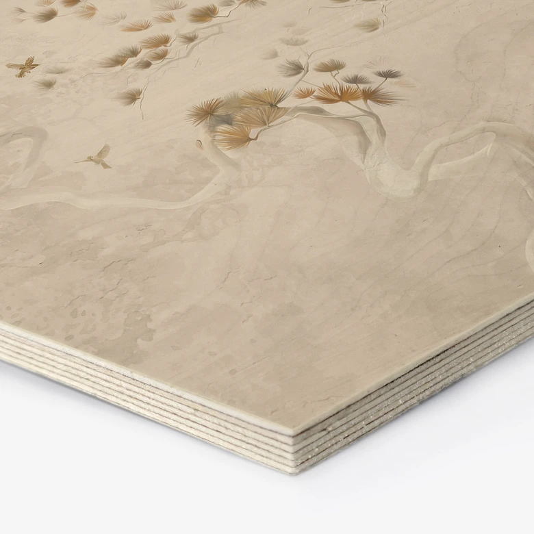 Hexagon Holzbild Elegante Kiefer im asiatischen Stil - Ms Tiff 