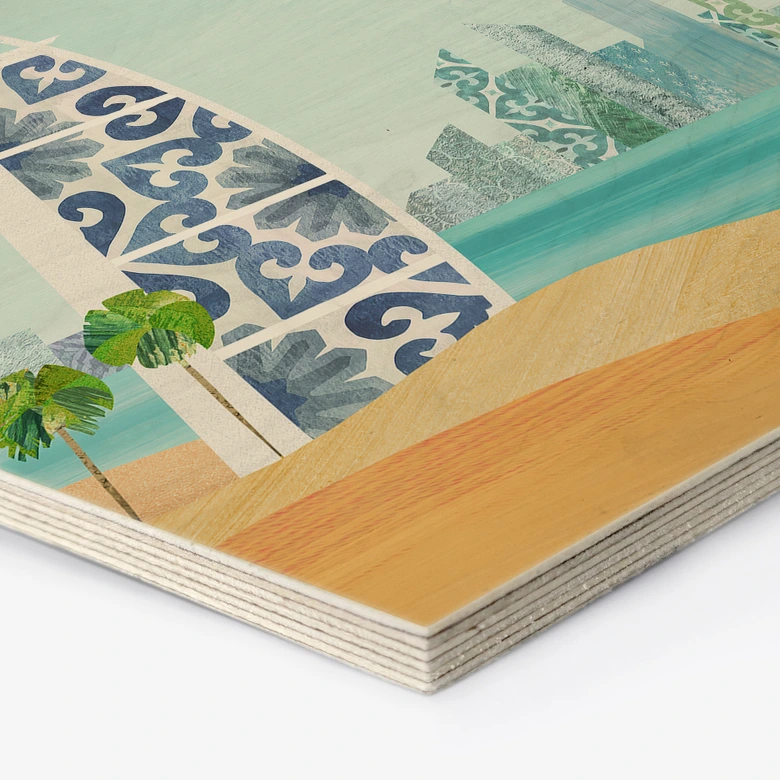 Hexagon Holzbild Strand von Dubai - Burj Al Arab - Rivers 