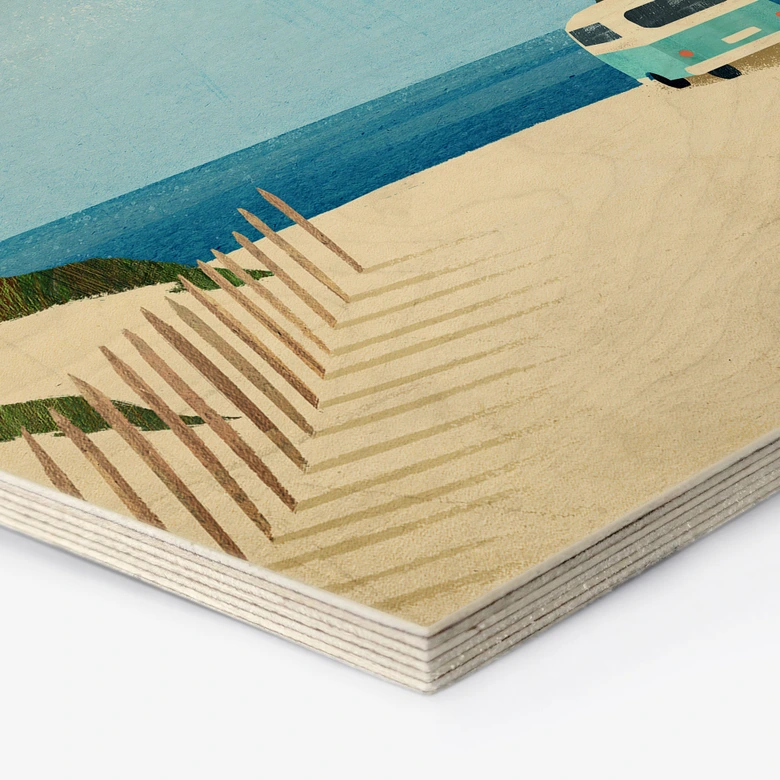 Hexagon Holzbild Van Life - Urlaub am Meer - Rivers 
