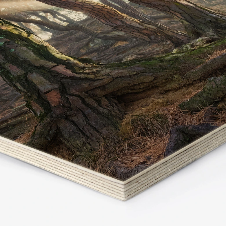 Hexagon-Holzbild Heiliger Kiefernwald - Ryu 