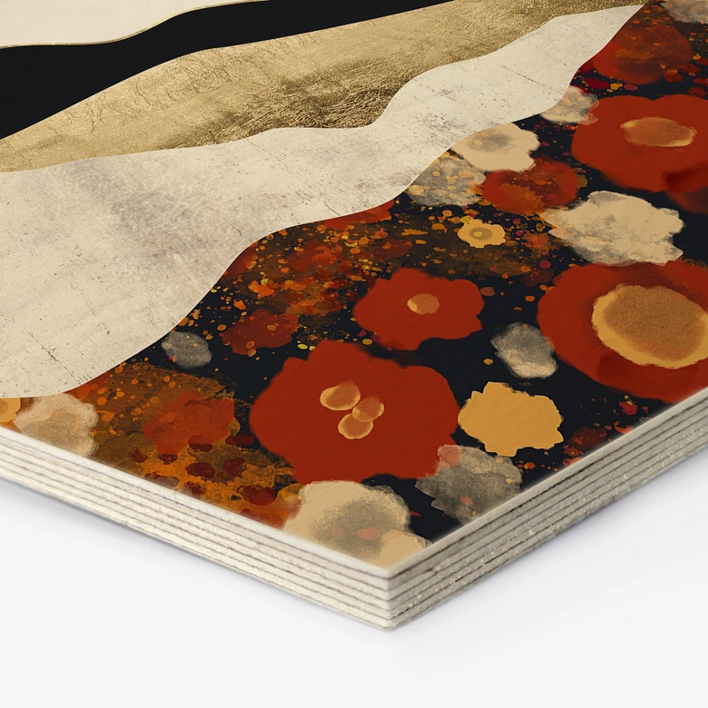 Hexagon Hout Herfstachtig berglandschap - SpaceFrog Designs 