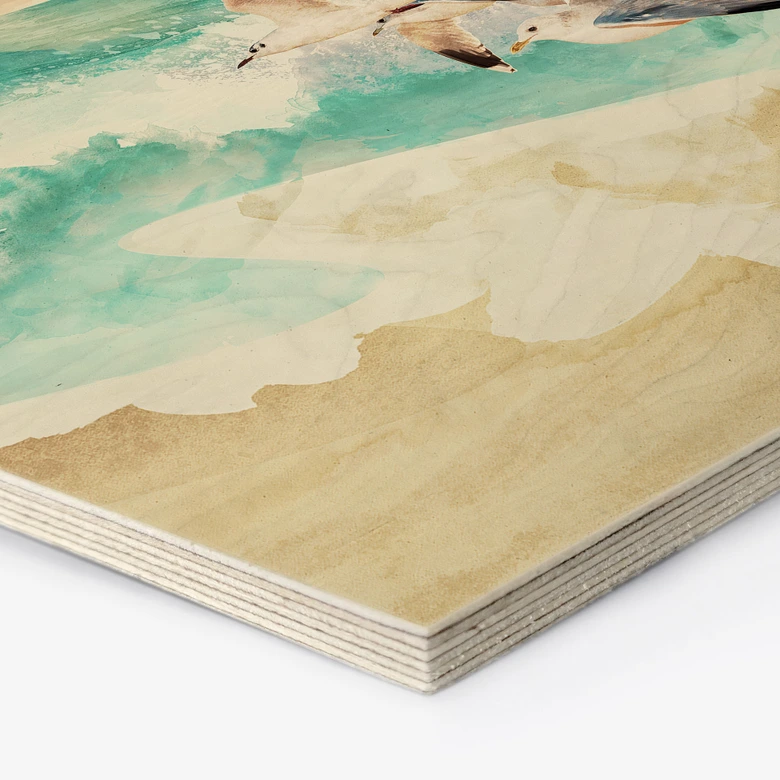 Sekskantet træ Måger på stranden - SpaceFrog Designs 