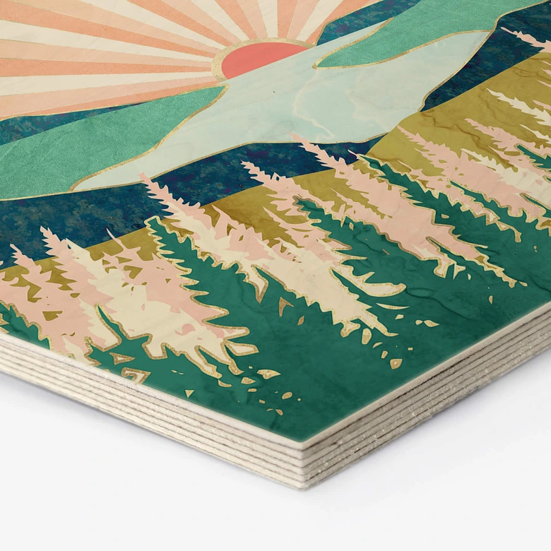 Hexagon Holzbild SpaceFrog Designs - Retro Sommer 