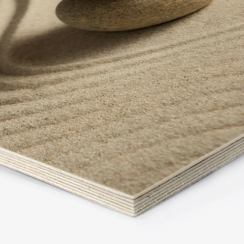 Hexagon Holzbild Stone in Sand 2 
