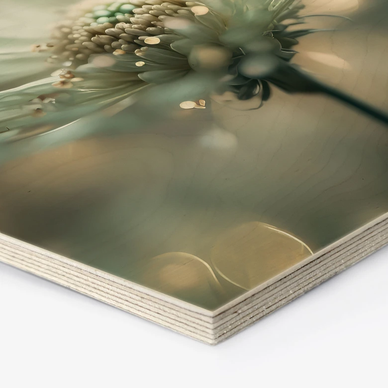 Tableau sur bois hexagonal Délicat scintillement des fleurs - Treechild 