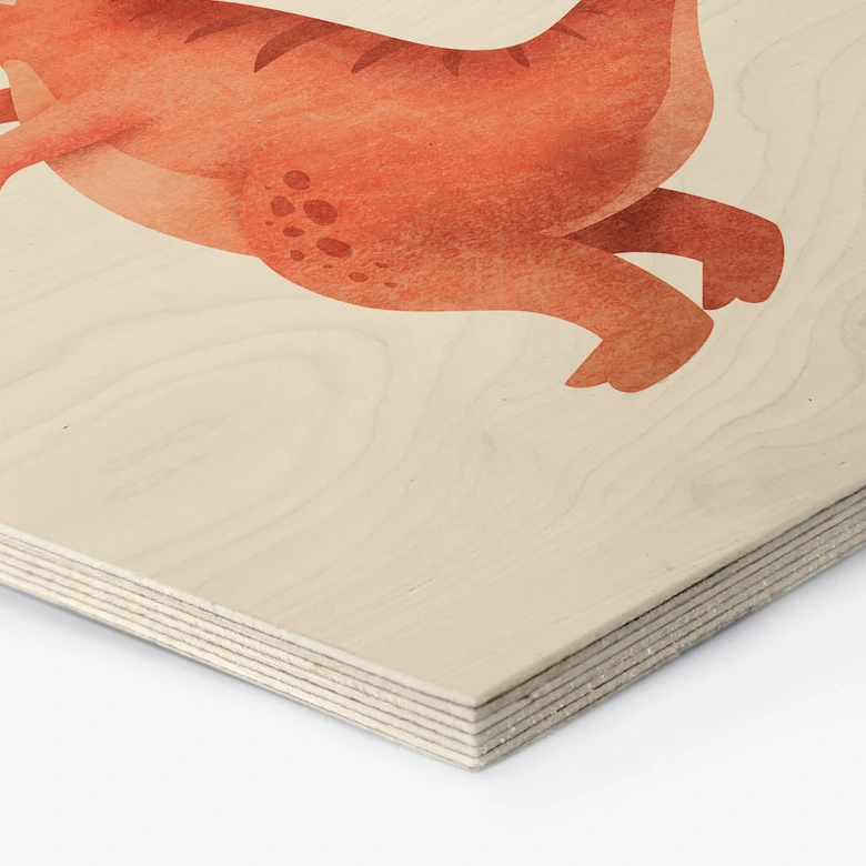 Hexagon-Holzbild Dino Be Brave - T-Rex - Tunaboylu 