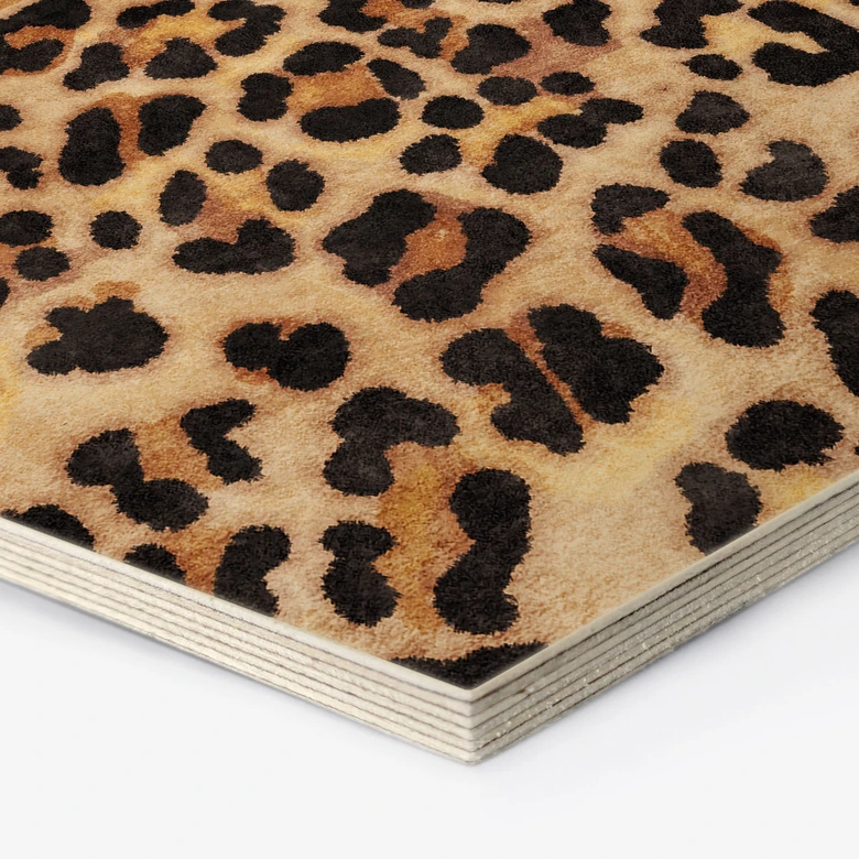 Houten Wanddecoratie Wild Leopard - Dierenprint - Tunaboylu 
