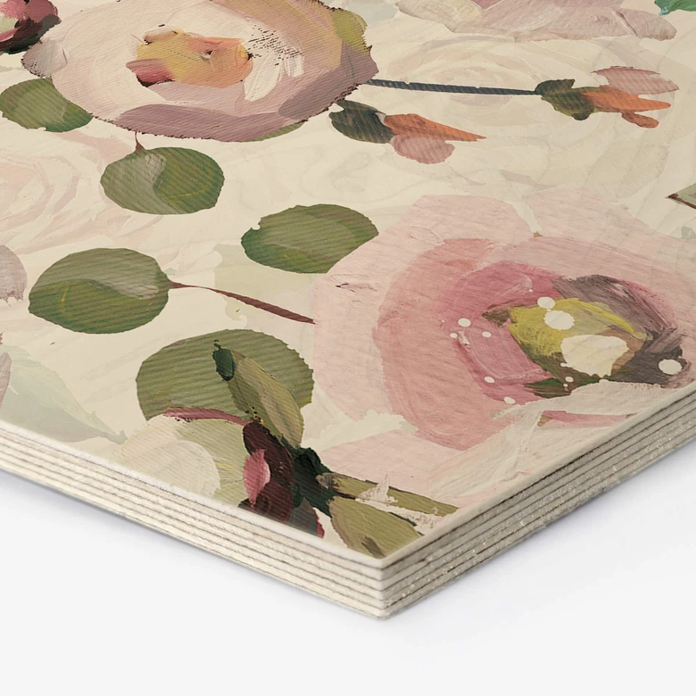 Hexagon - Holz UN Designs - Blumen im Gemälde Stil 