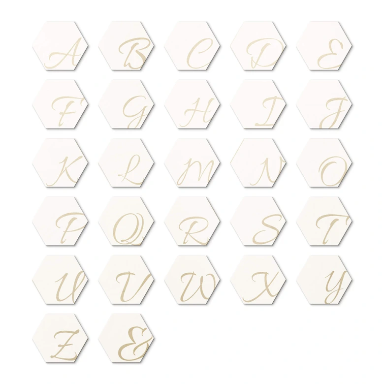Hexagon Letters - Wood Birch - white 