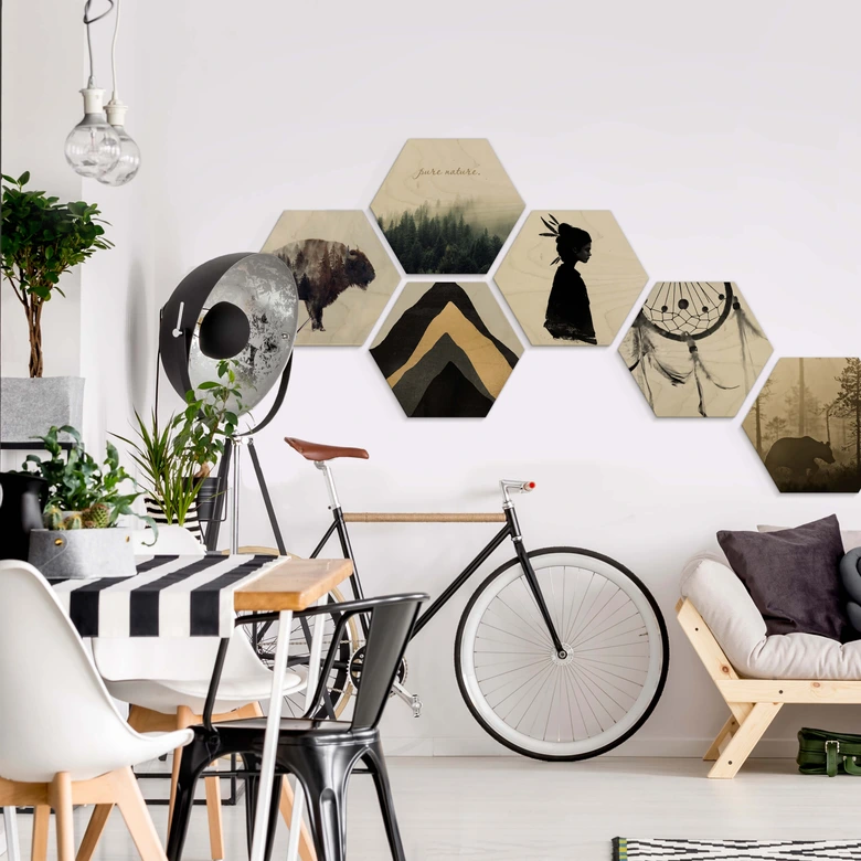 Hexagon - Holz Birke-Furnier - Nemcekova - Black Widow 