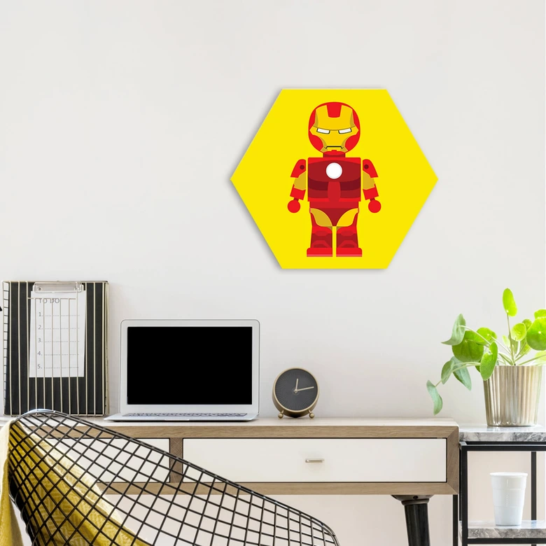 Hexagon - Alu-Dibond Gomes - Iron Man Spielzeug 