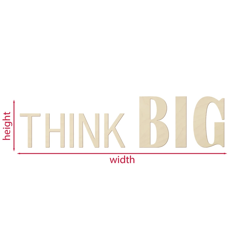 drewniany napis 3D THINK BIG - topola 