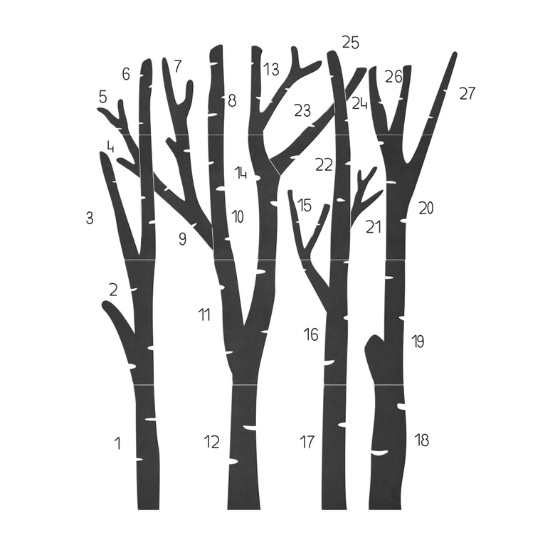 MDF Decoration Birch Trees and Birds 