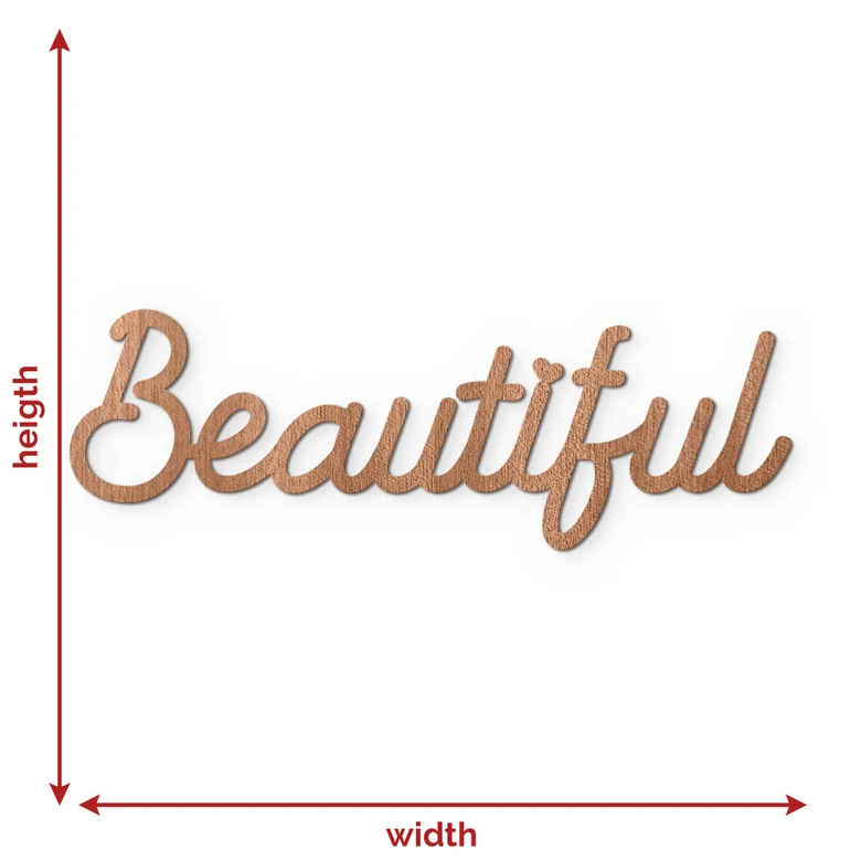 écriture 3D Beautiful - Décoration murale en bois d'acajou 