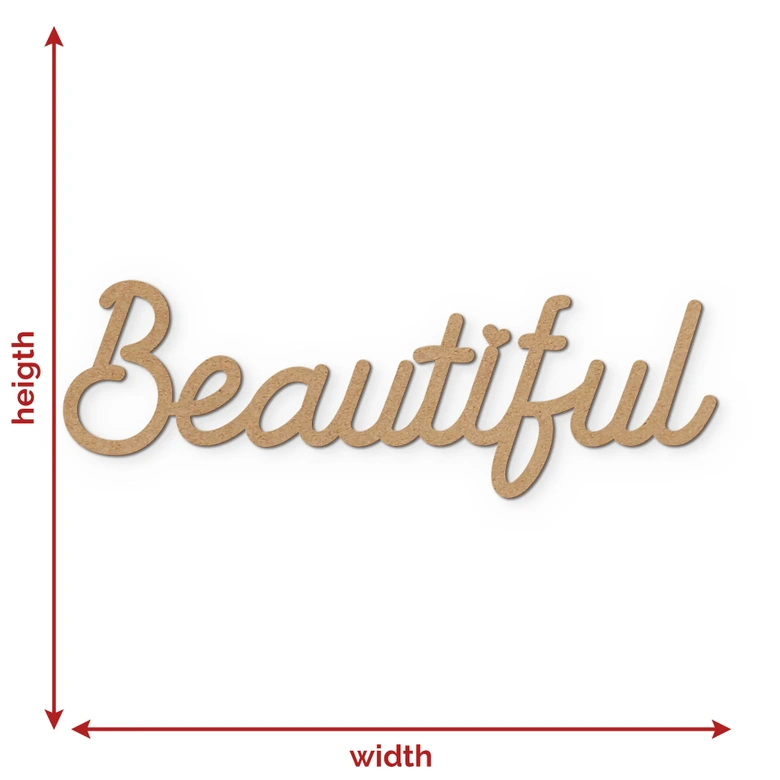 3D lettering Beautiful - wall decoration made of natural MDF 