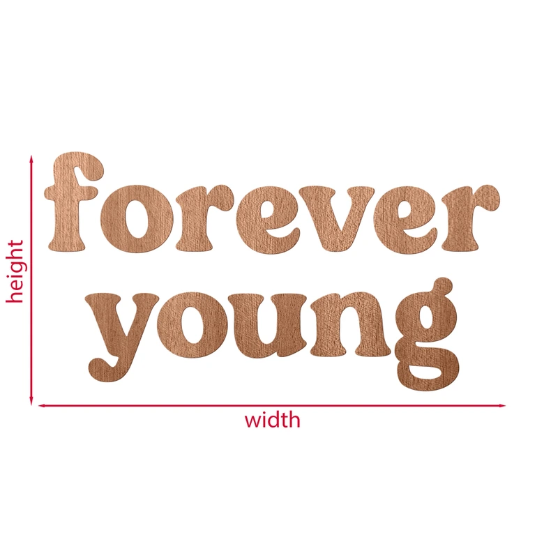 Decoración de pared Saying Forever young - Decoración en madera caoba 