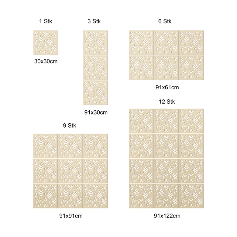 Separador de ambientes de madera Hojas florales - Álamo 