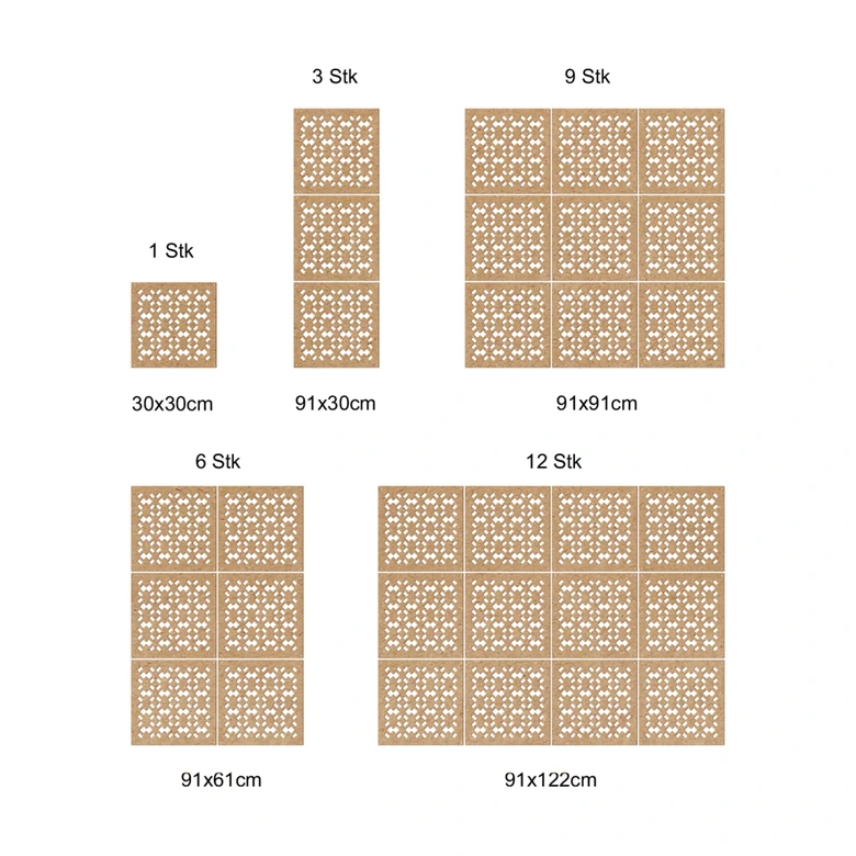 Séparation de pièce, cloison motif géométrique - MDF aspect naturel 
