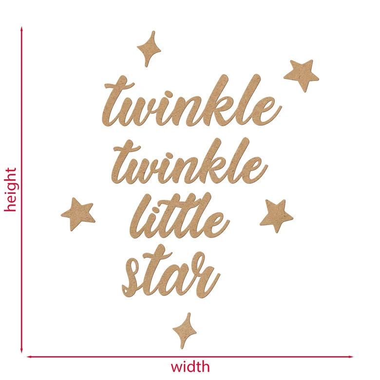 Ordspråk väggdekoration barnrum - Blinka lilla stjärna - MDF natur 