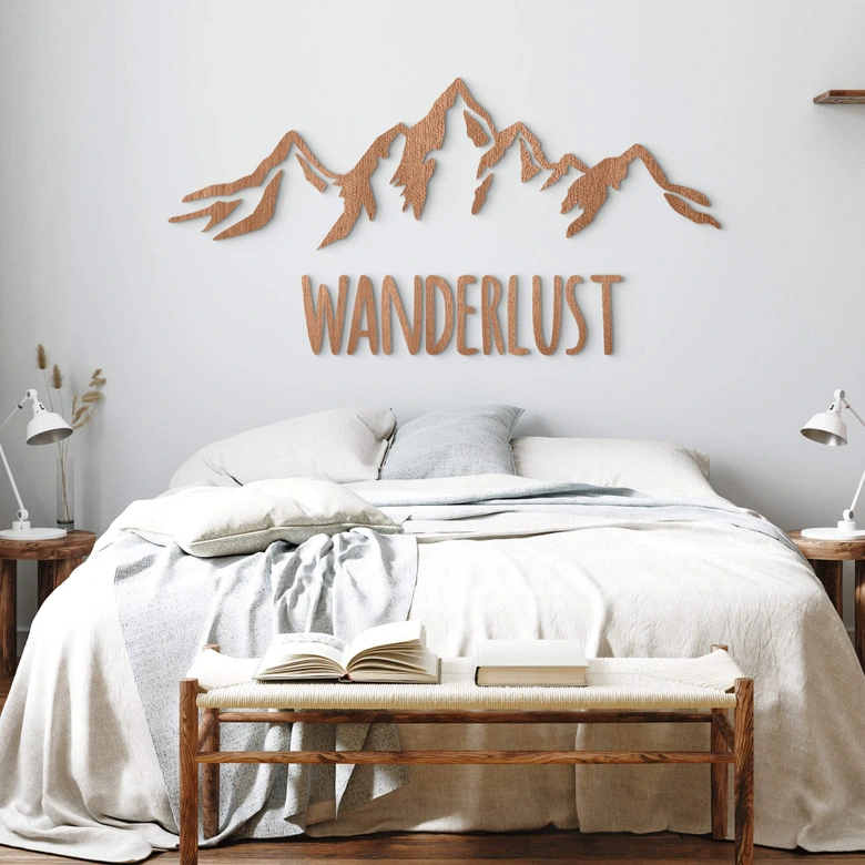Houten Wanddecoratie Mahoniefineer Wanderlust 