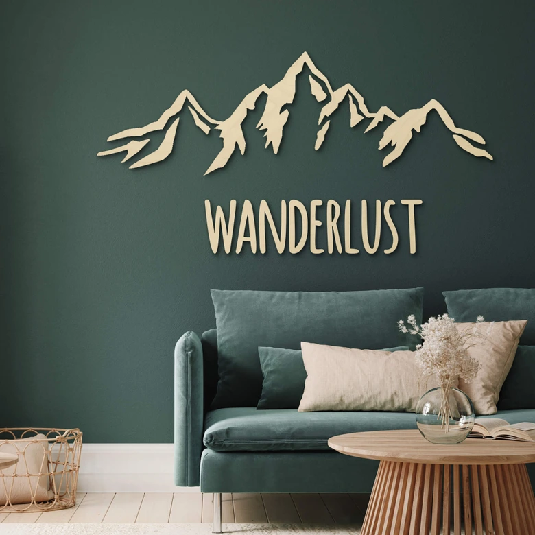 Wanddecoratie Populierenhout Wanderlust 