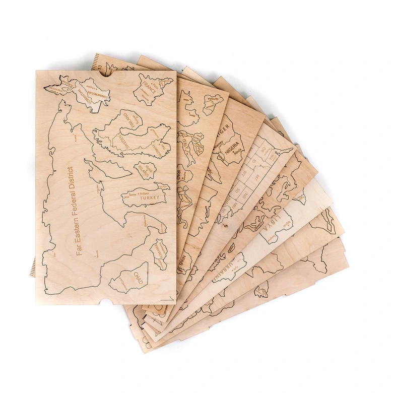3D Holz-Puzzle Weltkarte mit Ländernamen 