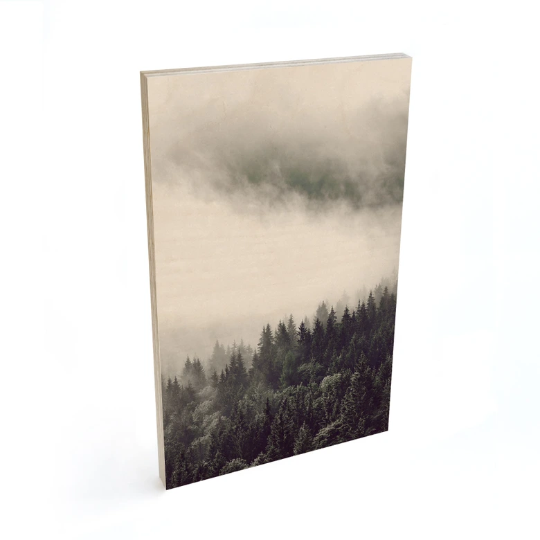 Holzbild Nebel im Wald 02 