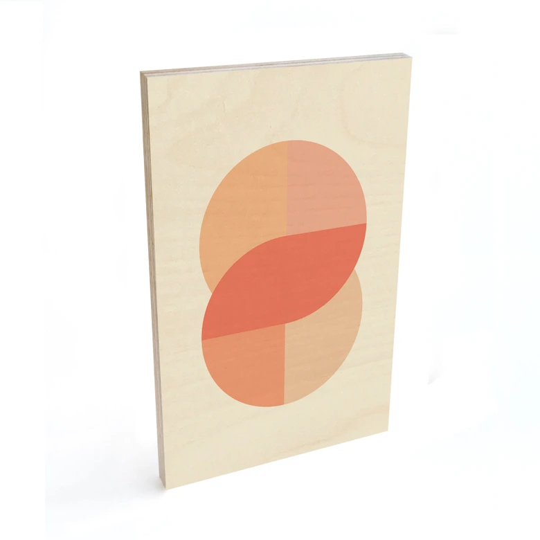Houten Poster Geometrische vormen in oranje-roze - 1X Studio 