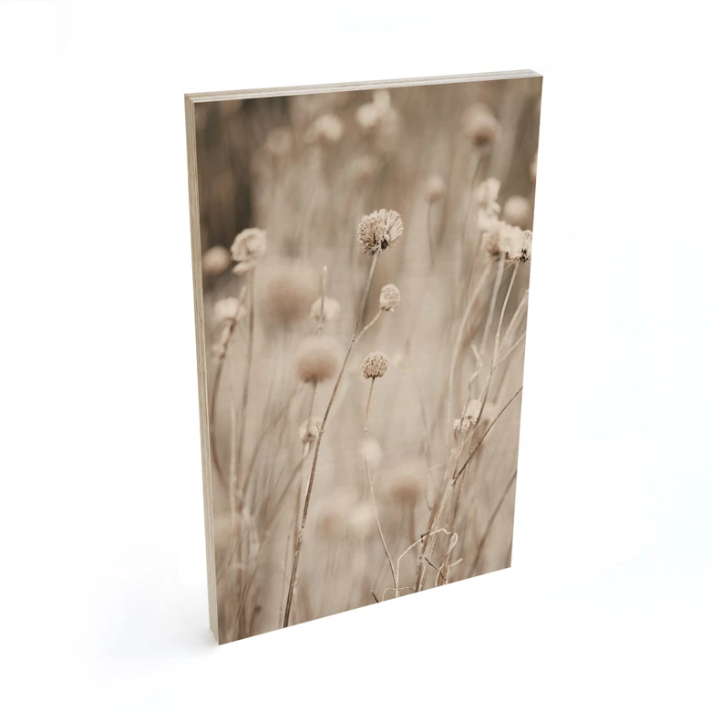 Holzbild Getrocknete Blüten in sanften Tönen - Annie 