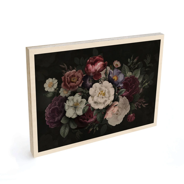 Holzbild Blumen Stillleben im Redouté-Stil - Bloomery Decor 