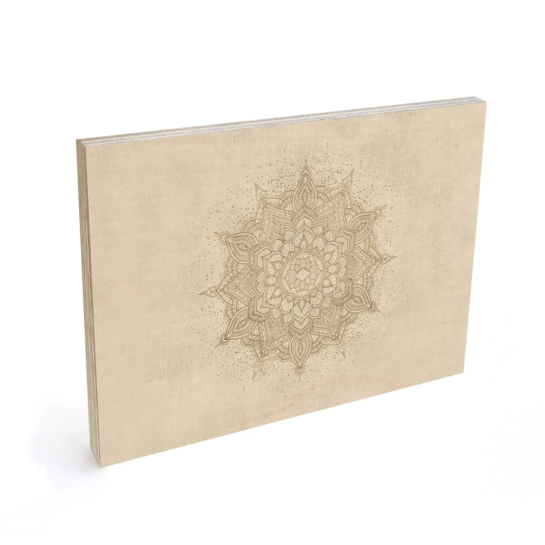 Holzbild Boho Ornament in Leinenoptik, Mandala - Bloomery Decor 