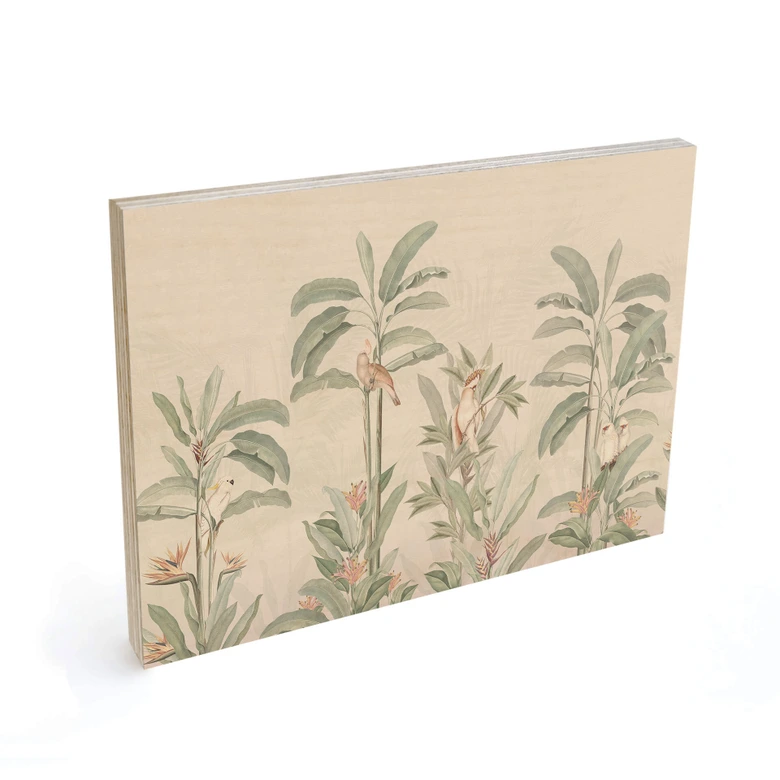 Holzbild Tropischer Wald mit Kakadus - Bloomery Decor 