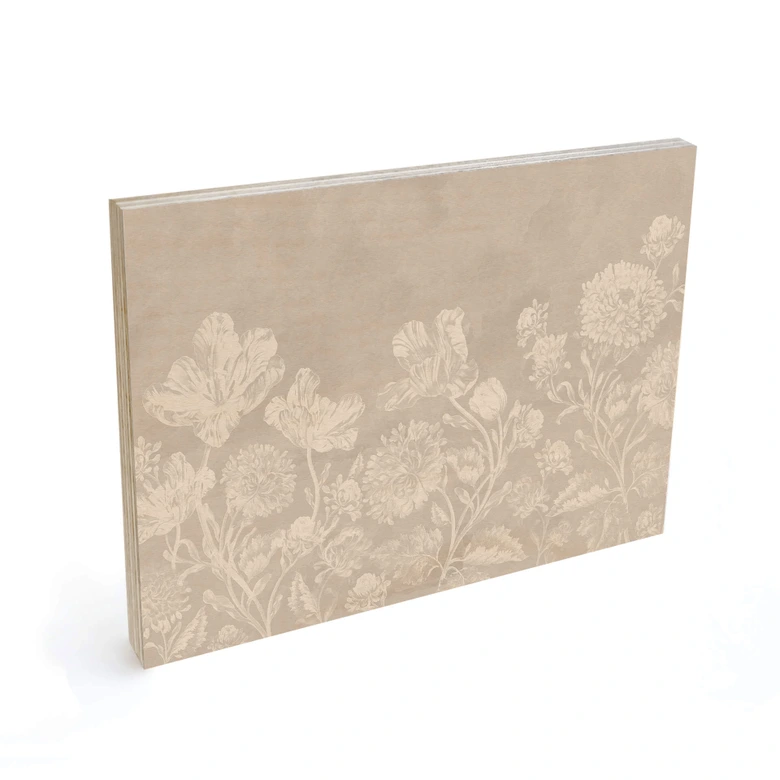 Obraz drewniany kwiaty w kolorze kredowego beżu - Bloomery Decor 