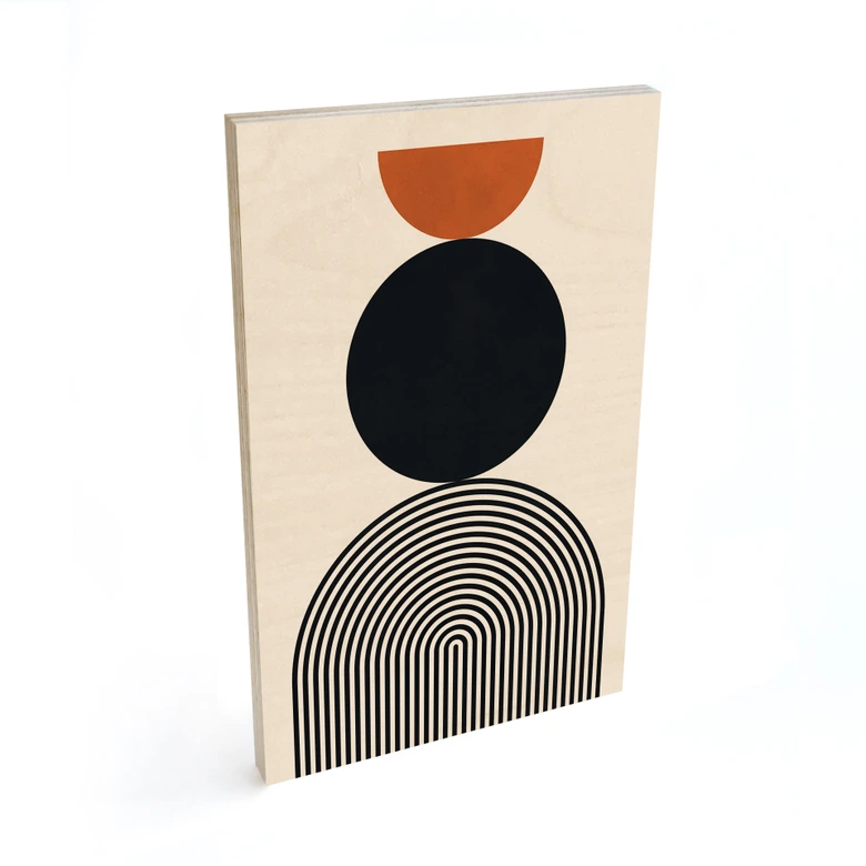 Plakat drewniany Abstrakcyjne linie i koła w harmonii - Costa 