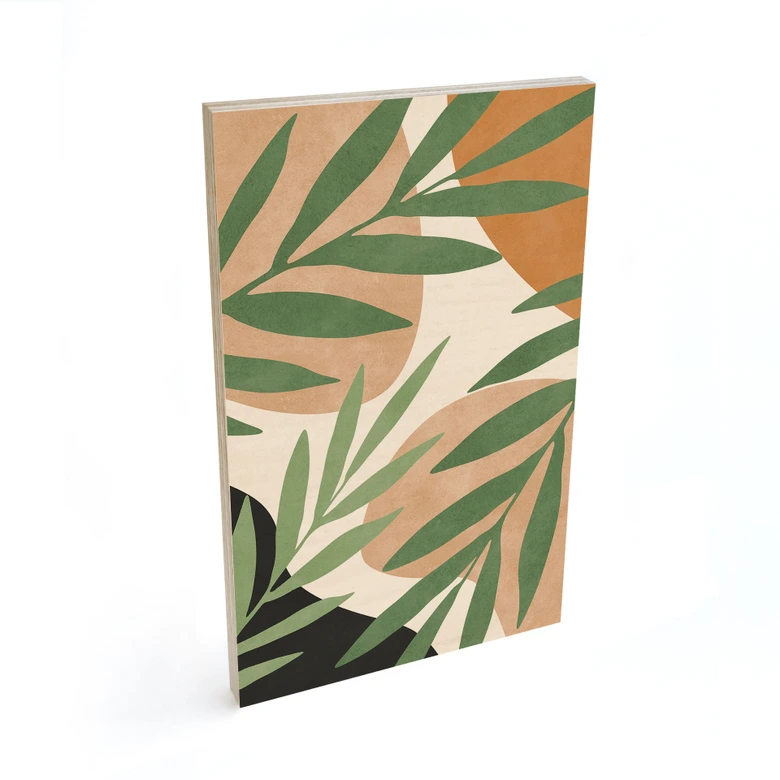 Holzbild Abstrakte Zweige im tropischen Look | Botanische Illustration - Costa 