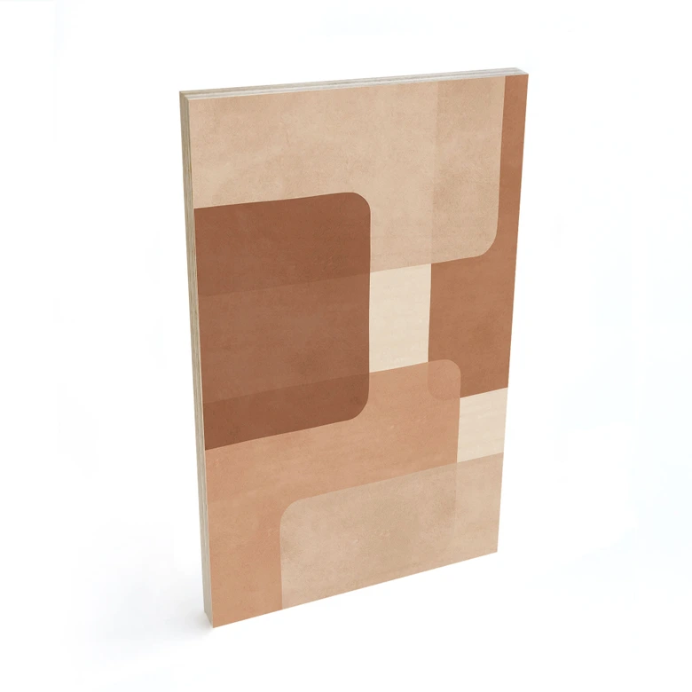 Holzbild Boho Abstraktion in Beige-braun - Costa 
