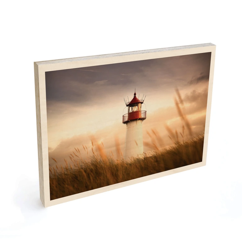 Holzbild Leuchtturm an der Küste von Sylt - Eisenmann 