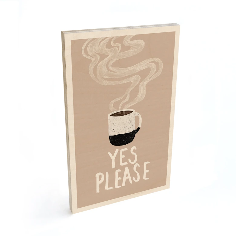 Houten Wanddecoratie Heet kopje koffie in de ochtend - EMELIEmaria 