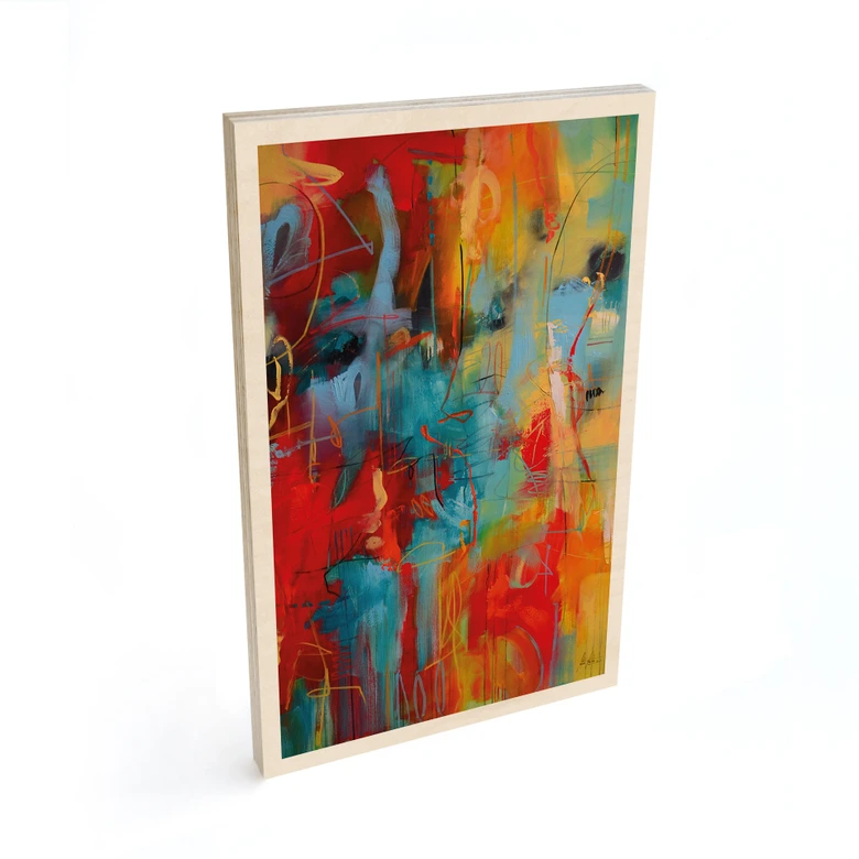 Tableau sur bois Chaos coloré - Fedrau 