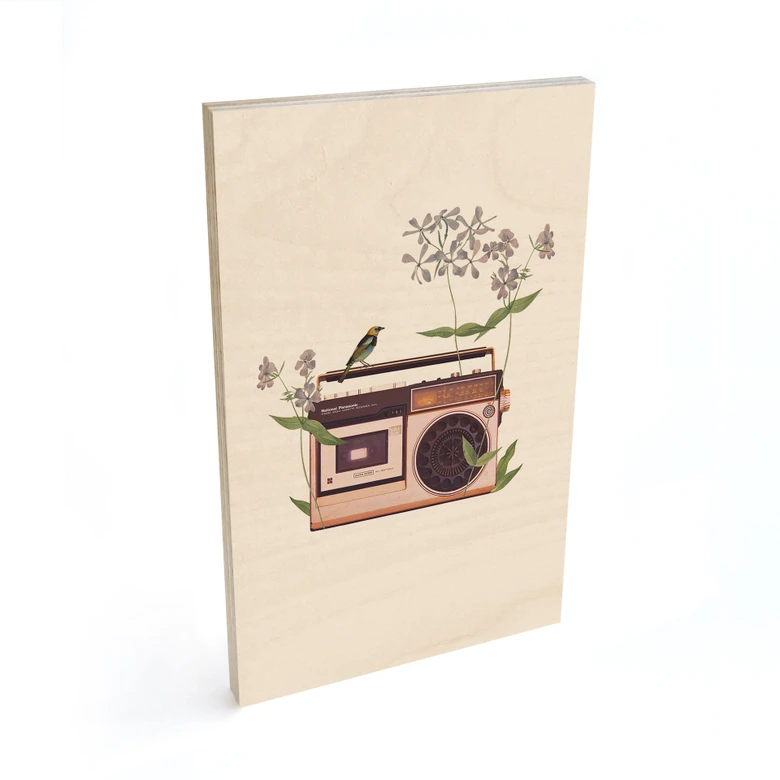 Holzbild Retro Radio floral - Frida Floral Studio 