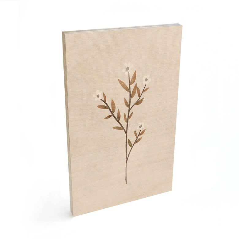 Holzbild Blumen Illustration - Vergissmeinnicht - Goed Blauw 