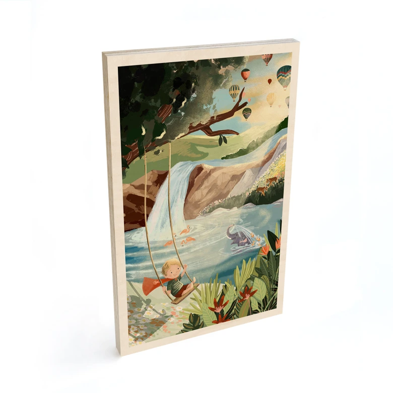 Holzbild Schaukeln in der Natur-Oase - Goed Blauw 