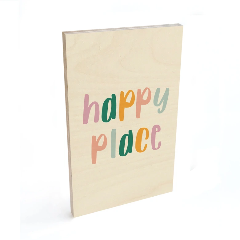 Holzbild Spruch - Happy place 