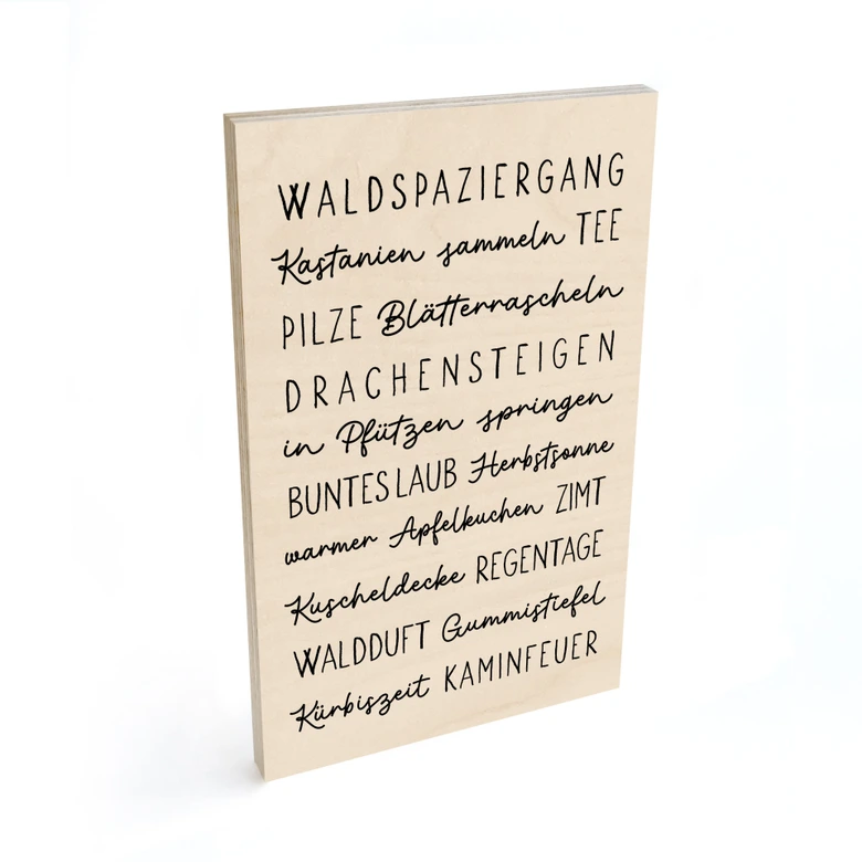 Holzbild Herbstliche Worte - Typografie 
