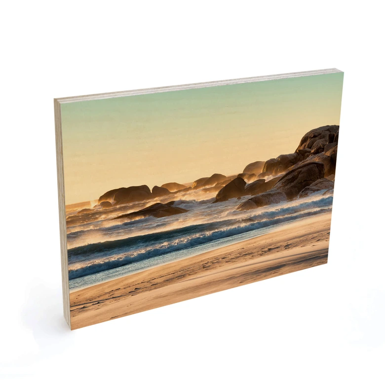 Holzbild Strandküste bei Sonnenaufgang in Afrika - Hugonnard 