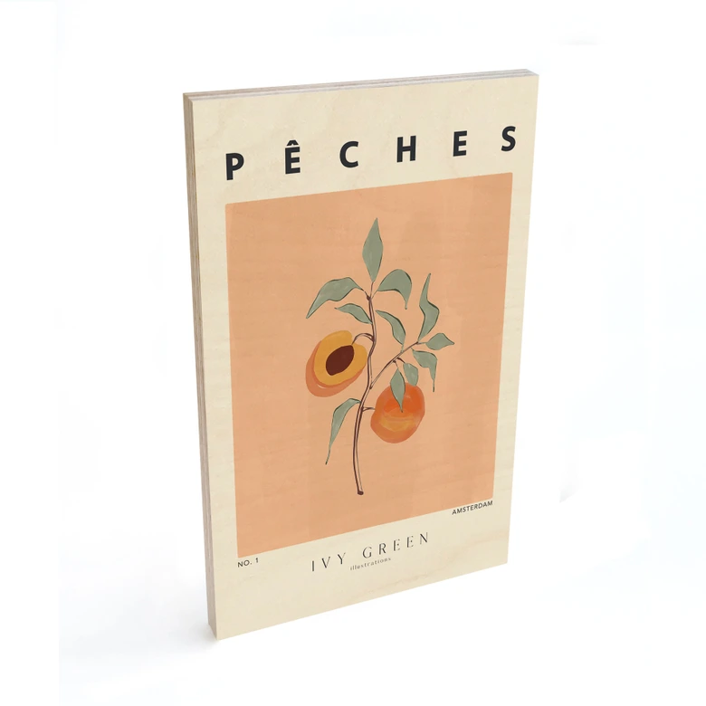 Houten Poster Sappige perziken - Ivy Green Illustration 