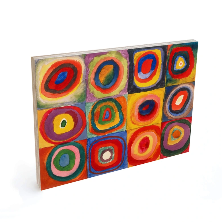 Holzbild Kandinsky - Farbstudie Quadrate und konzentrische Ringe 